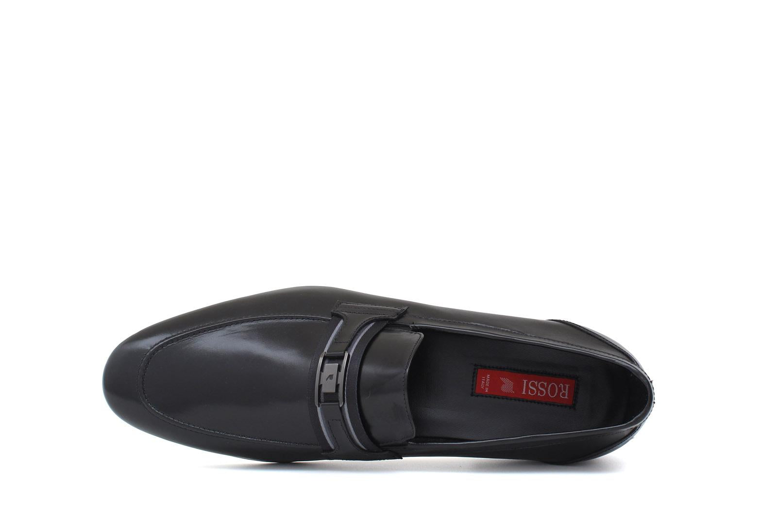 Mocassino con accessorio in canguro nero con fondo cuoio con inserti antiscivolo 1090CANNE 9 ROSSI