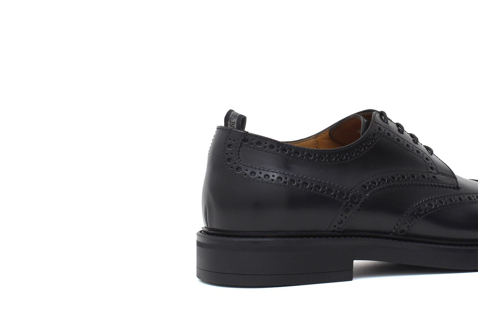 Derby stile inglese in vitello spazzolato nero con fondo in gomma 8103GRCALNE 156 ROSSI