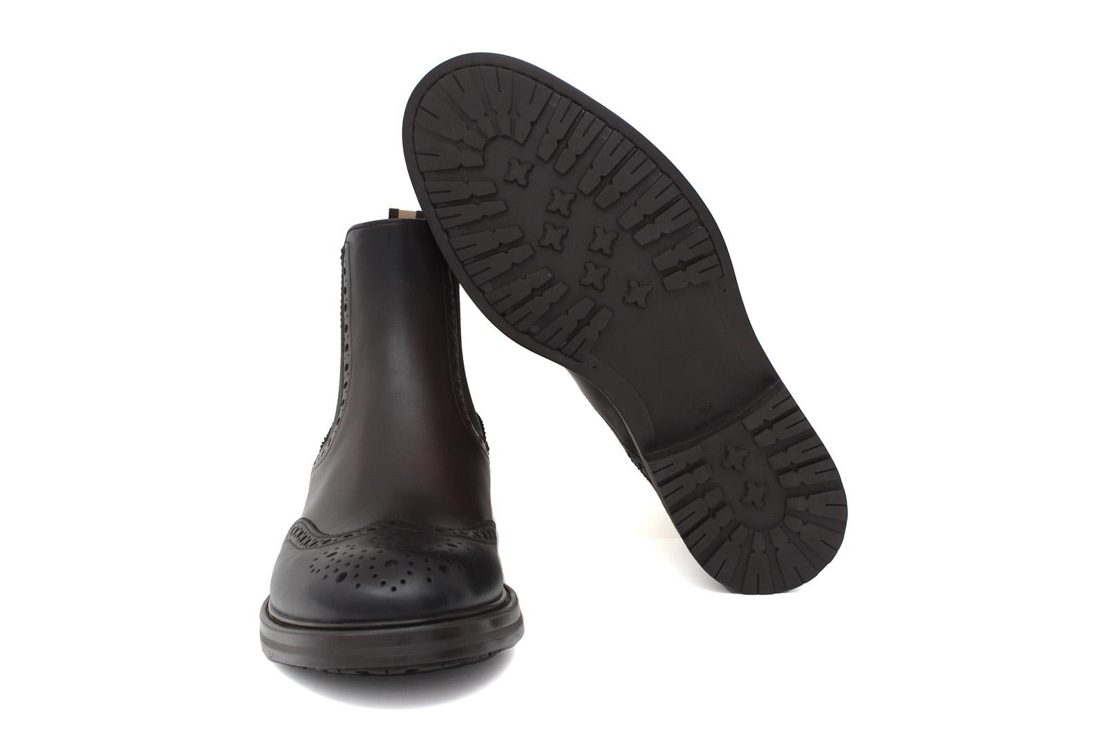 Stivaletto con elastico stile inglese in vitello anticato testa di moro e fondo in gomma 166PGBTM 517 ROSSI