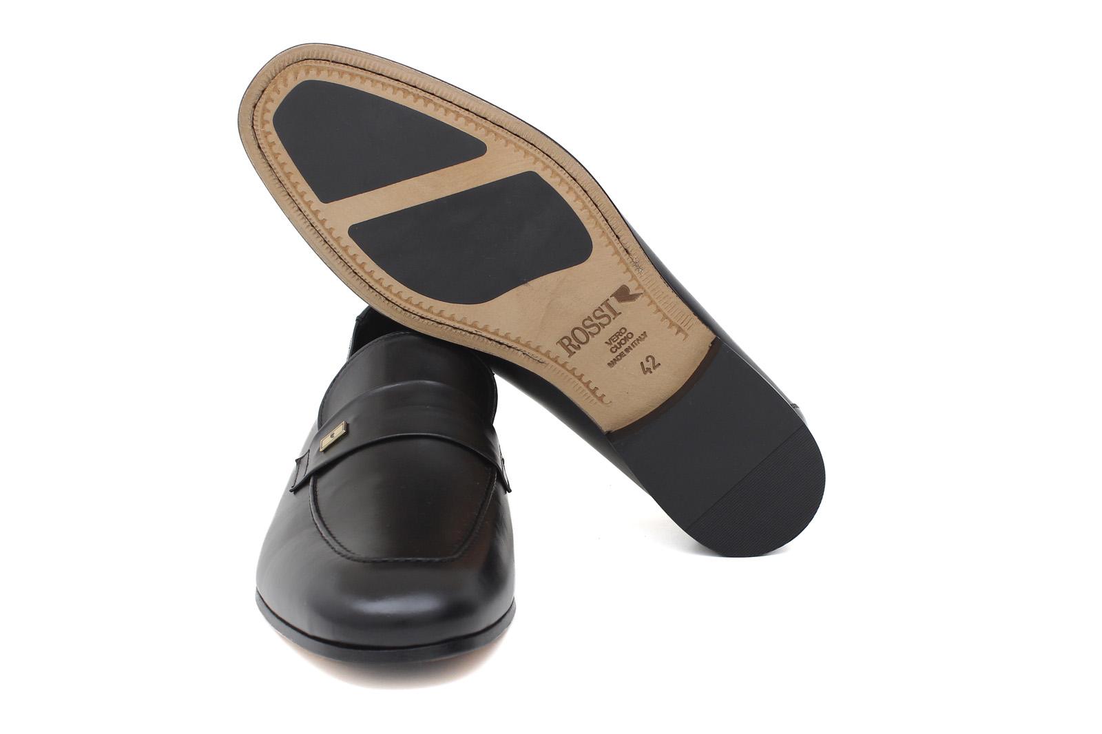 Mocassino in canguro colore nero e fondo in cuoio antiscivolo cucito blake 1542CANER 136 ROSSI