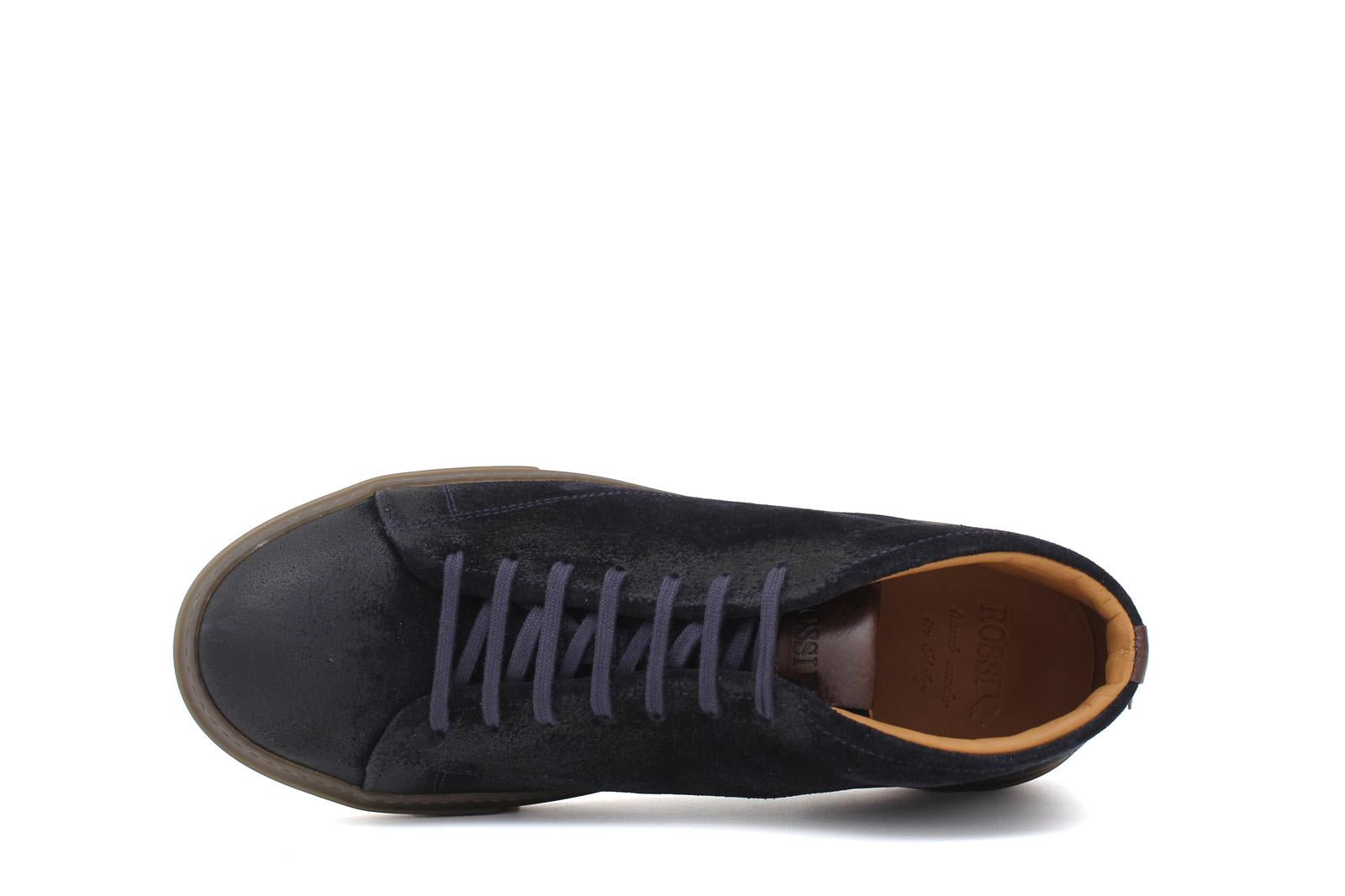 Sneakers polacchino in camoscio anticato blu con fondo in gomma 110PHSSB 388 UN ROSSI