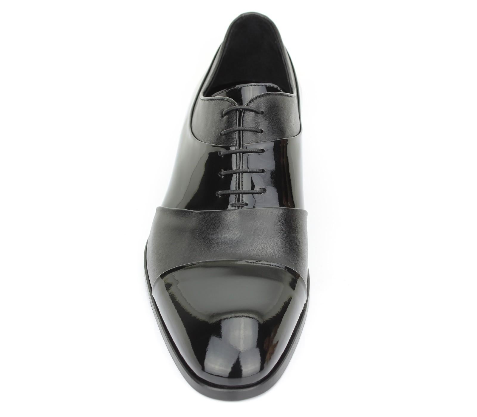 Francesina in vernice e nappa color nero con fondo cuoio antiscivolo 7641VERNER 110 ROSSI