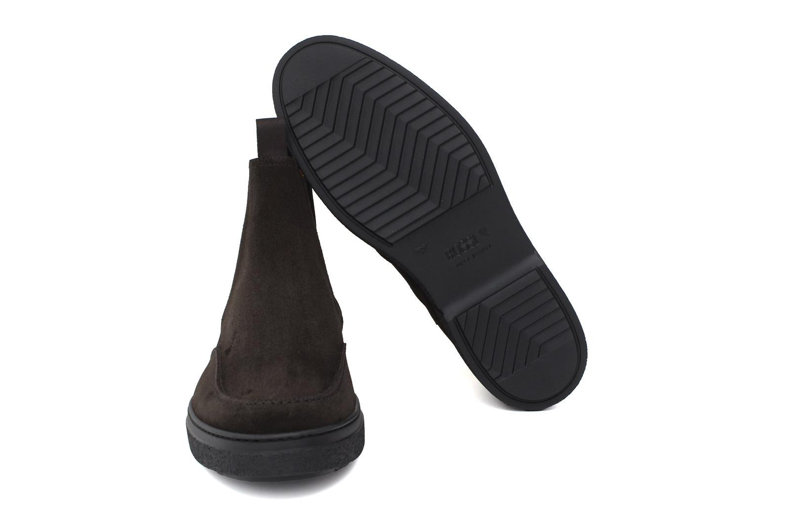 Stivaletto con elastico in camoscio ingrassato testa di moro e fondo in gomma leggera 1236PHSMO 624 ROSSI