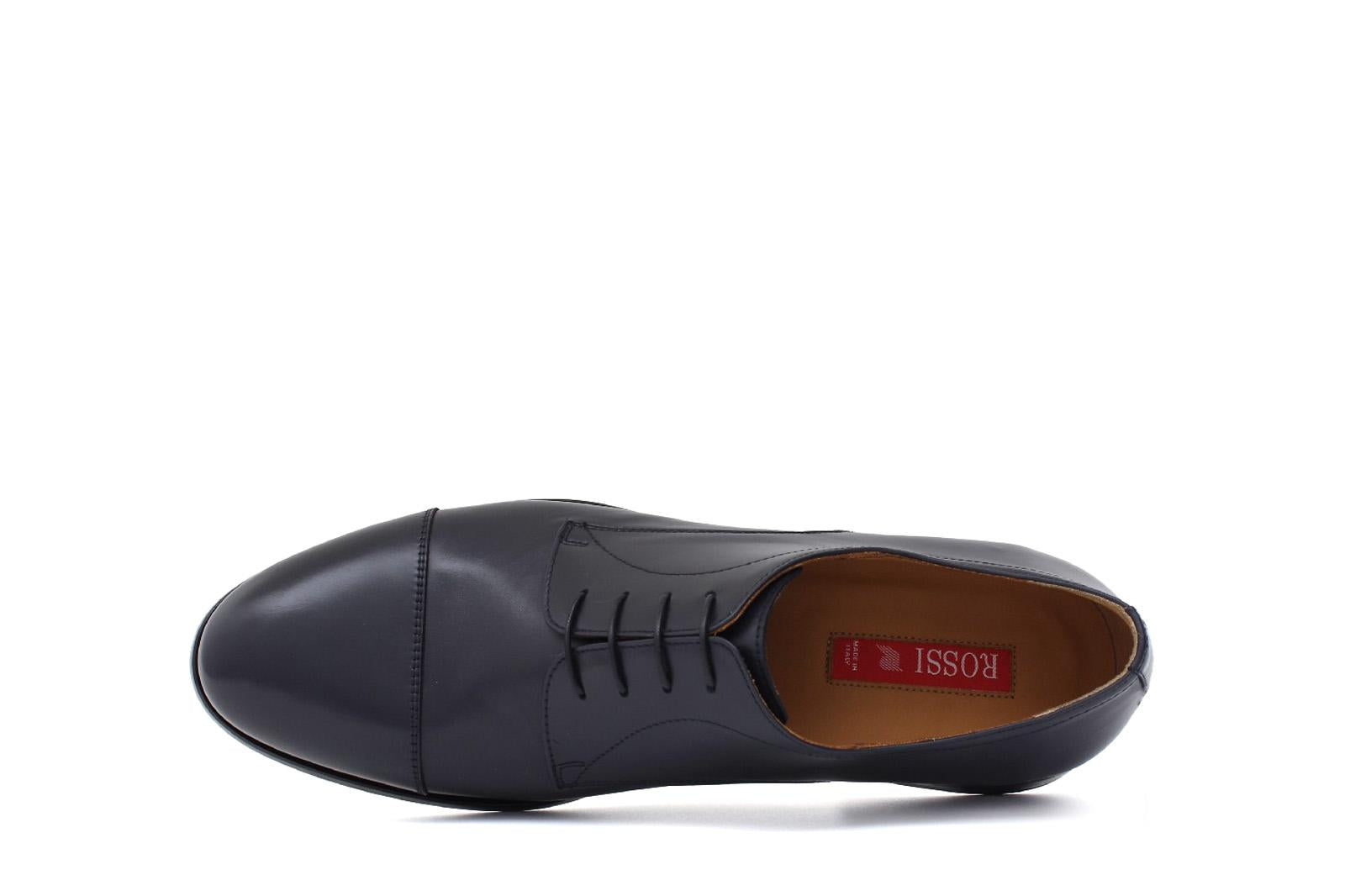 Derby con puntalino in vitellino morbido color blu con fondo cuoio antiscivolo cucito blake 212LBLU 166 ROSSI