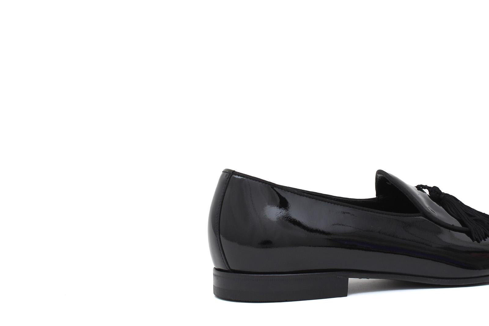 Pantofola con mappine in vernice nero con fondo iin cuoio 6604VNER 412 ROSSI