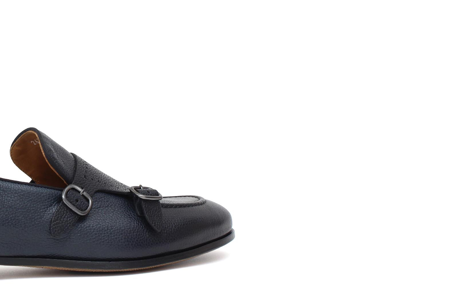Doppia fibbia a sacchetto intero in vitello chicco di riso navy e fondo in cuoio antiscivolo cucito blake 267CARNAV 278 ROSSI