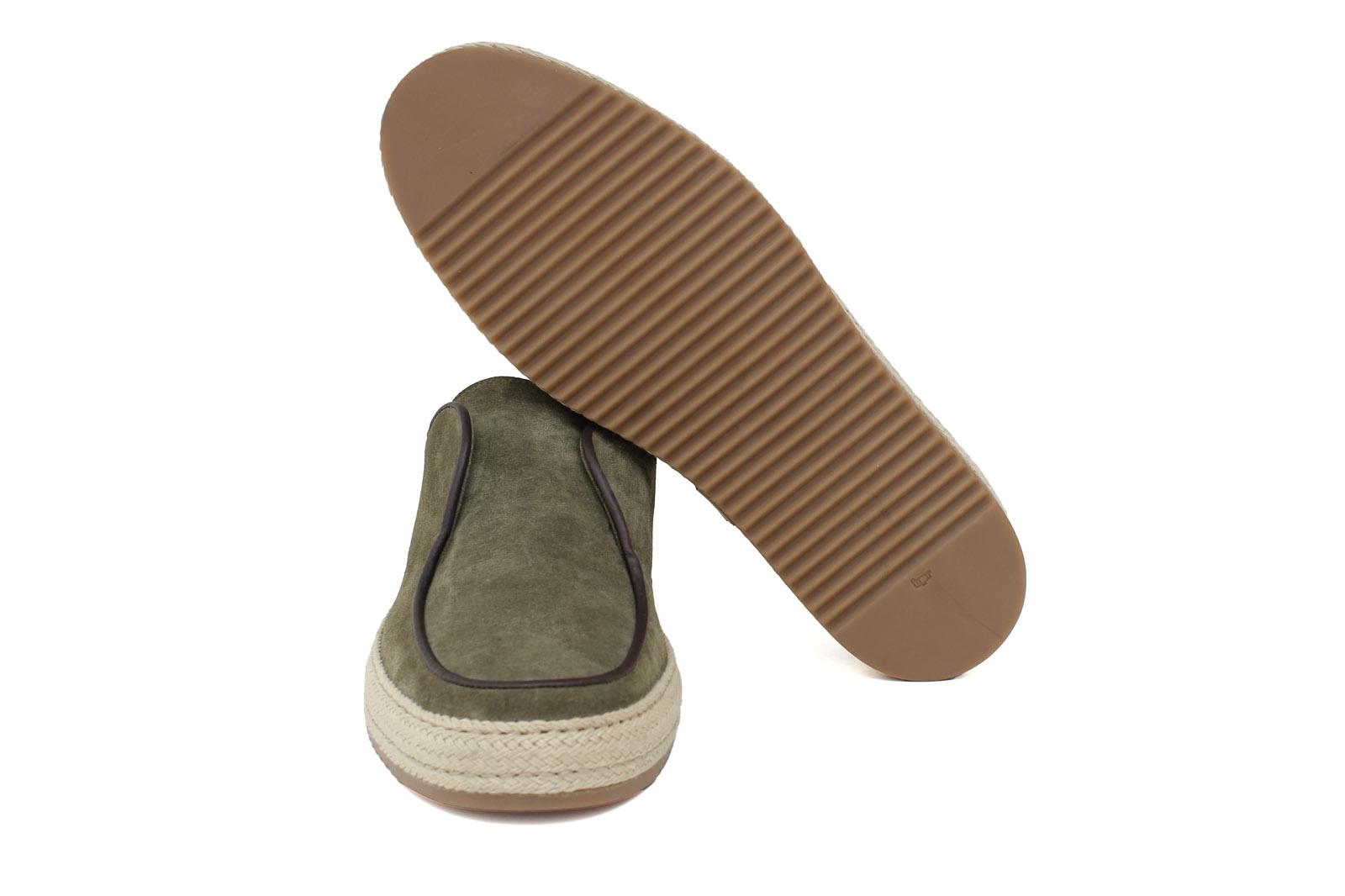 Slip on in camoscio color verde con fondo in gomma intrecciato 1093TAVER 163 ROSSI