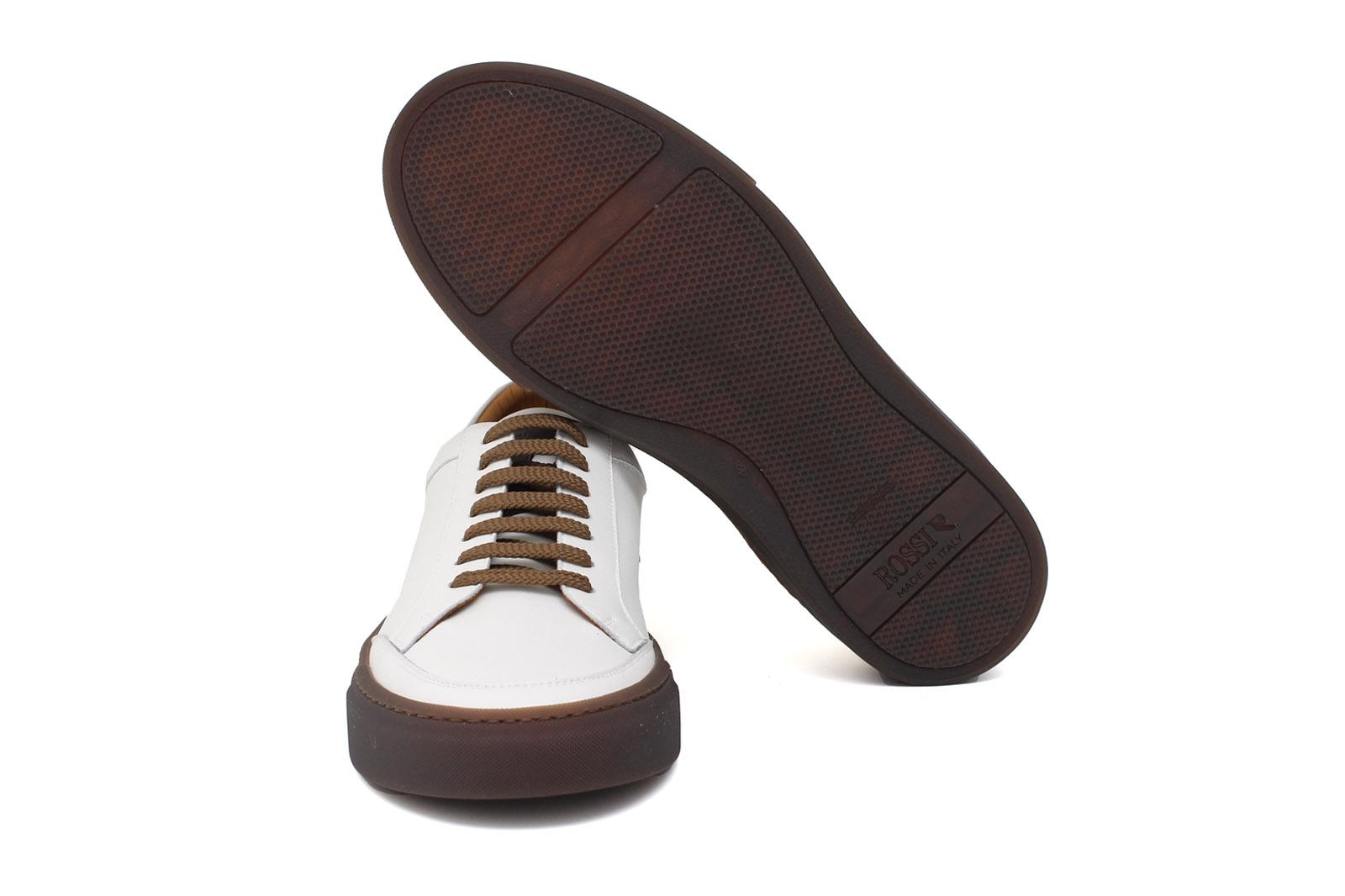 Sneakers in vitello morbido color crema con fondo in gomma 643LPCREM 639 ROSSI