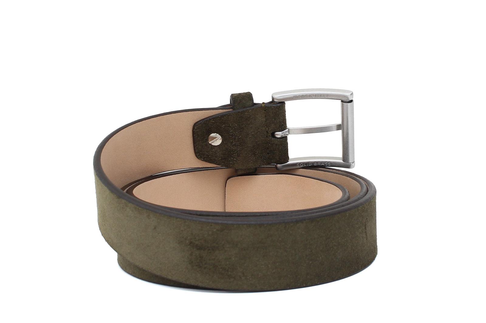 Cinta in camoscio verde h 35 con fibbia nikel satinato F03421NKSHSVER 72 ROSSI