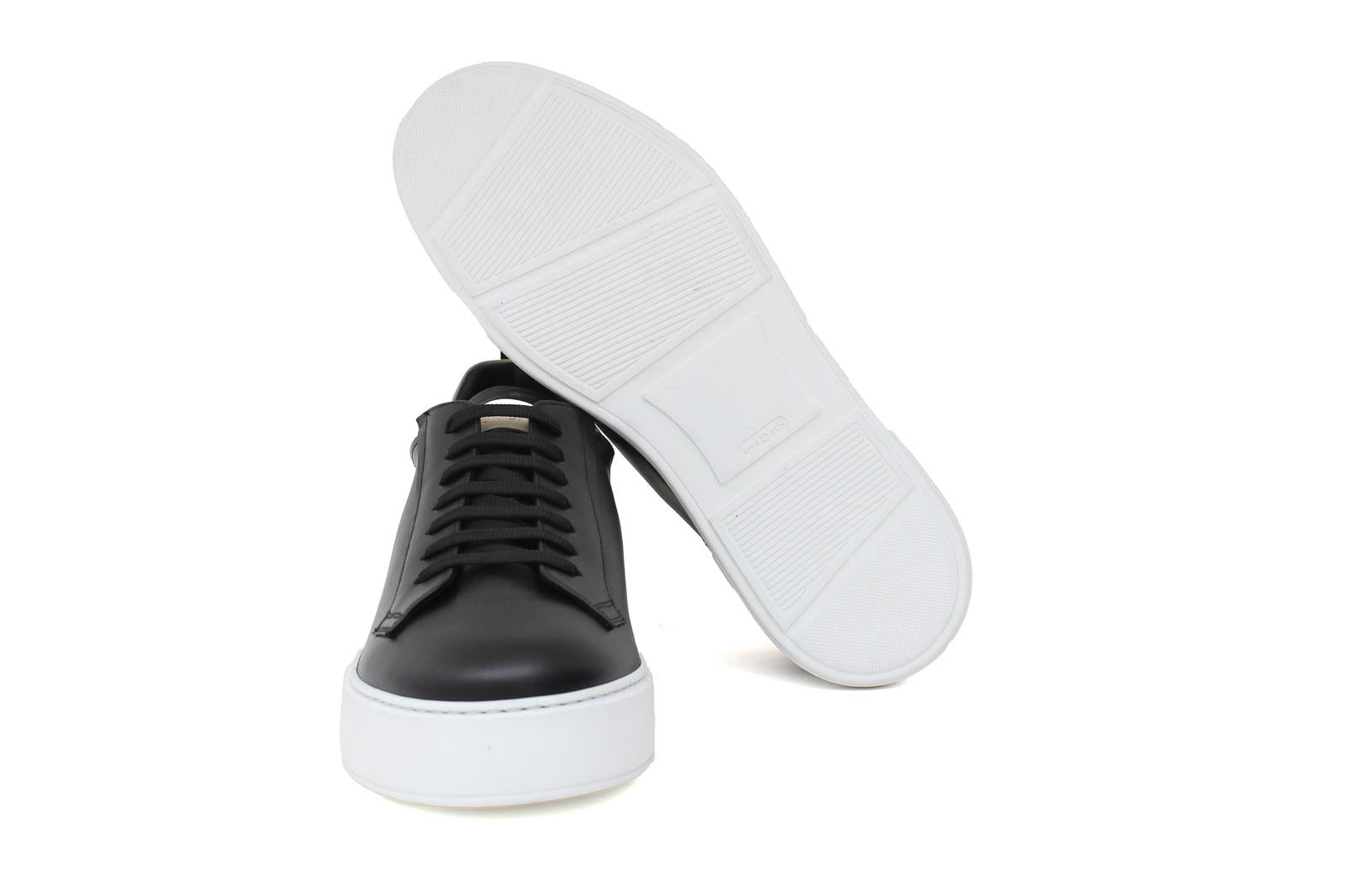 Sneakers in vitello nero con riporto in beige e fondo in gomma 872LPOLNE 1000 ROSSI