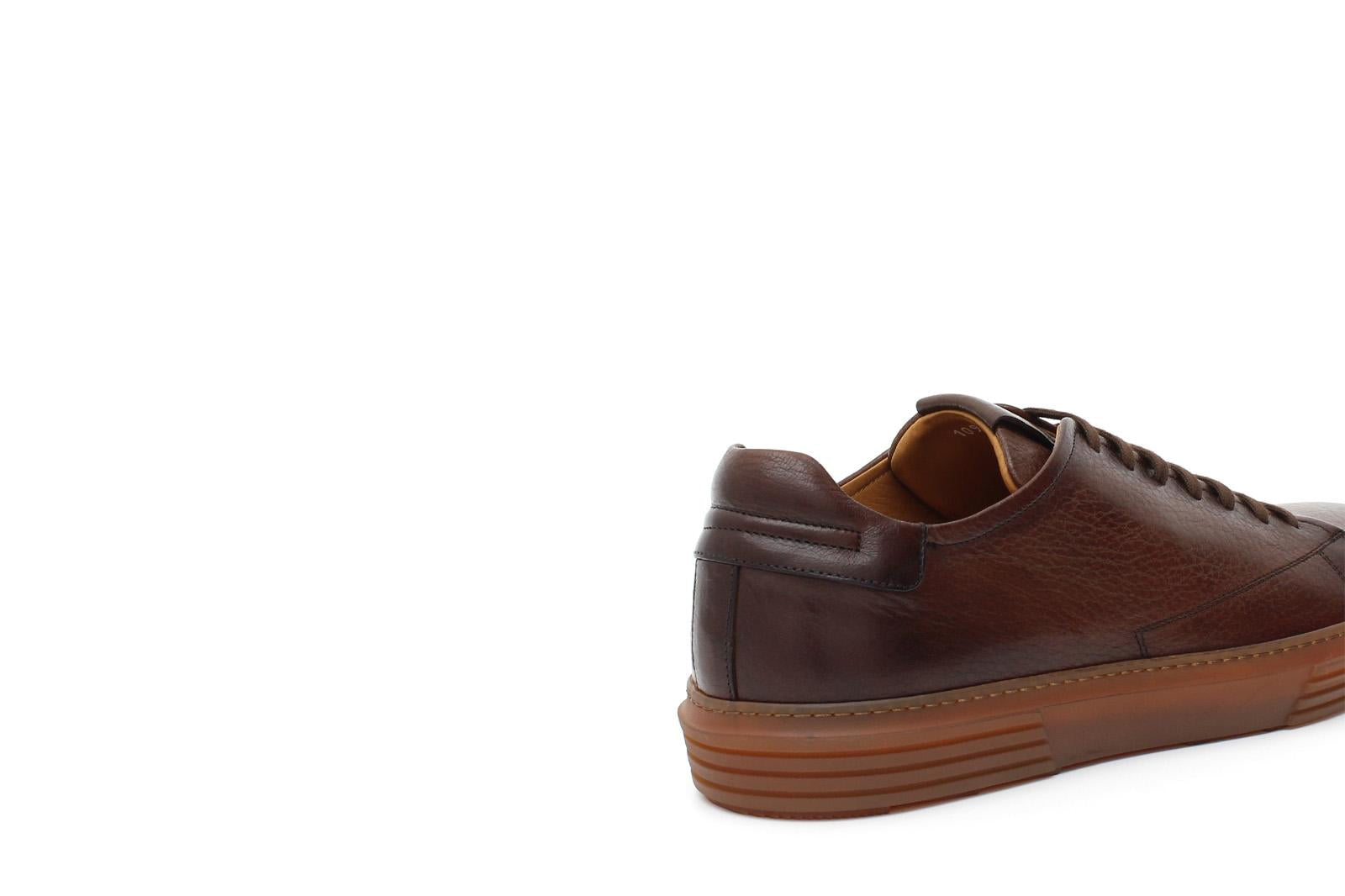 Sneakers in cervo vegetale anticato marrone con fondo in gomma 109CVMAR 1066 ROSSI