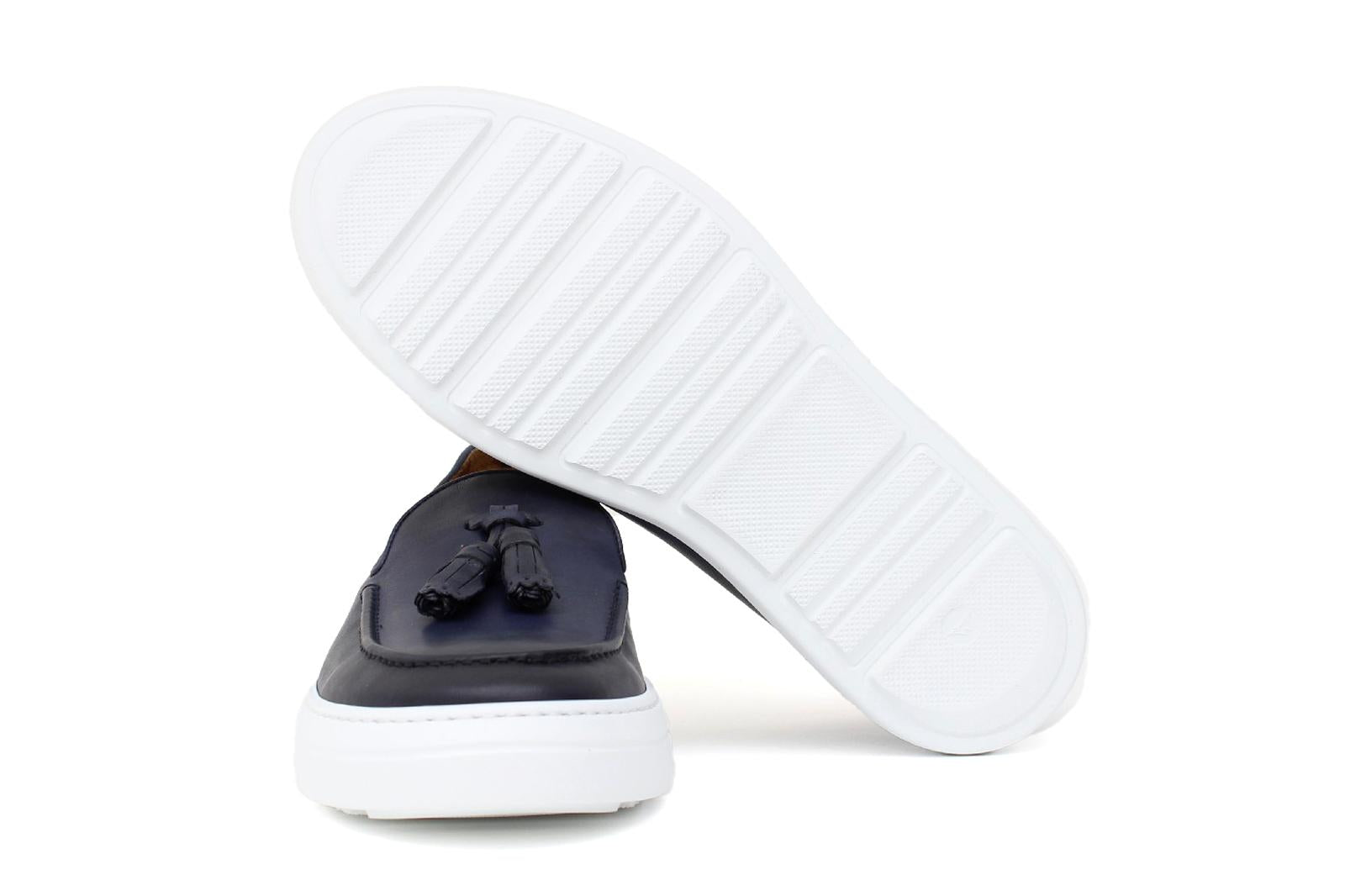 Slip on in vitello naturale navy sfumato e fondo in gomma leggera 8737DIXJE 105 ROSSI
