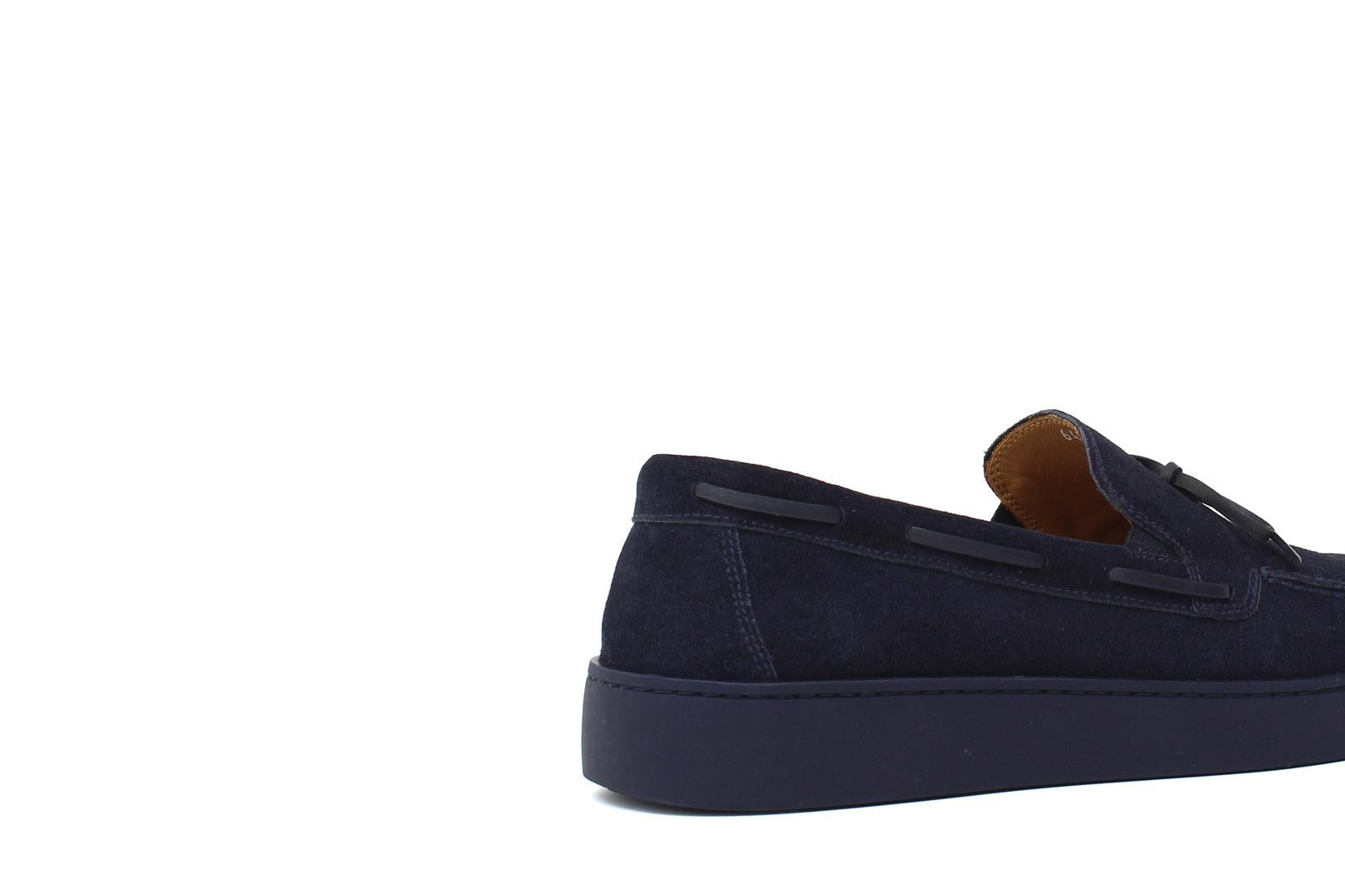 Slip on in camoscio blu con fondo in gomma cucito 649FLOBLU 201 ROSSI