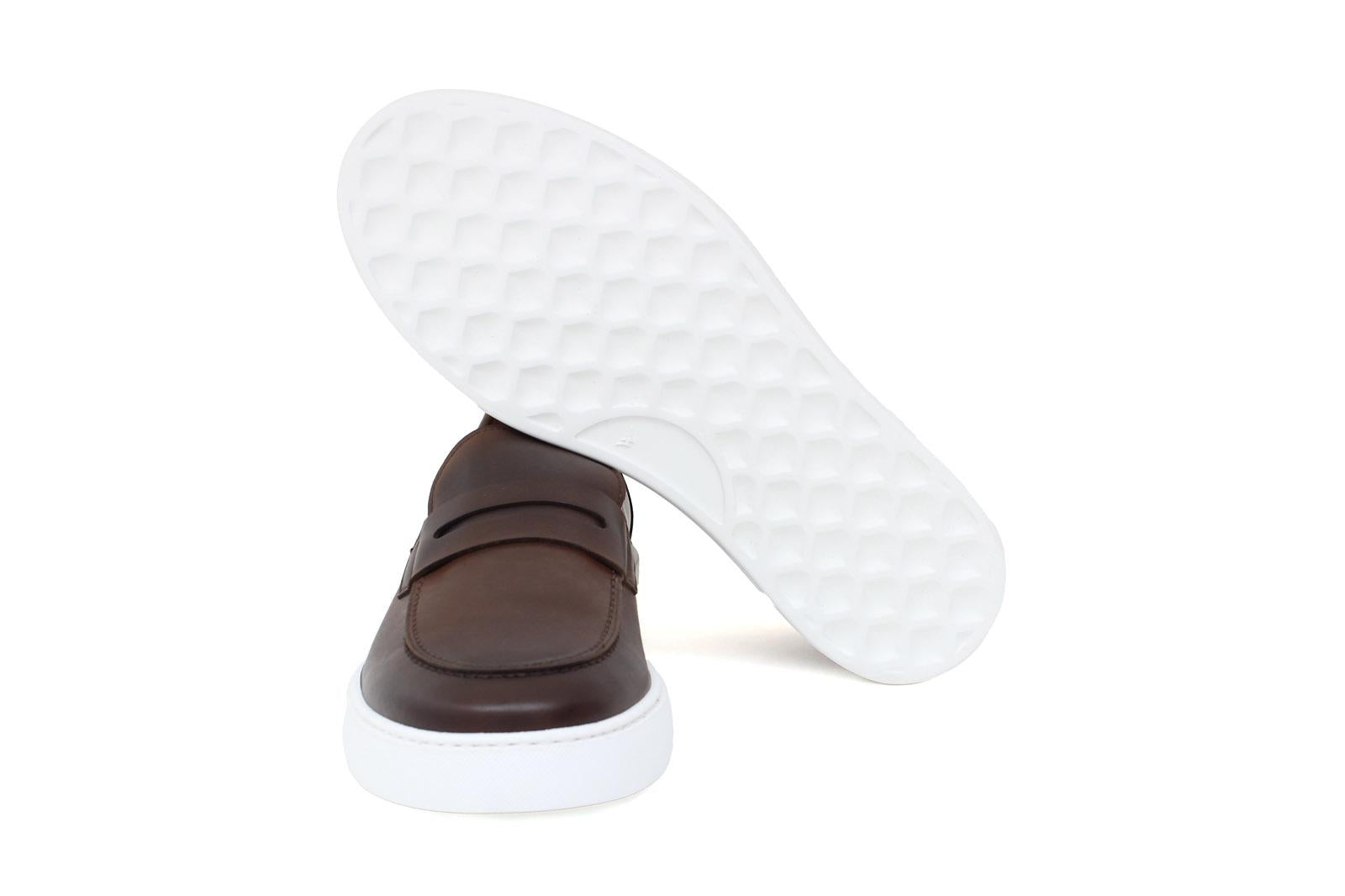 Slip on in vitello naturale marrone sfumato con fondo in gomma leggera 1038DCAS 40 ROSSI