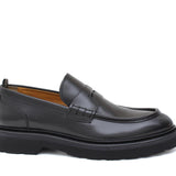 Mocassino stile ingegnere in vitello spazzolato semilucido nero e fondo gomma leggera 1223CLN 390 ROSSI