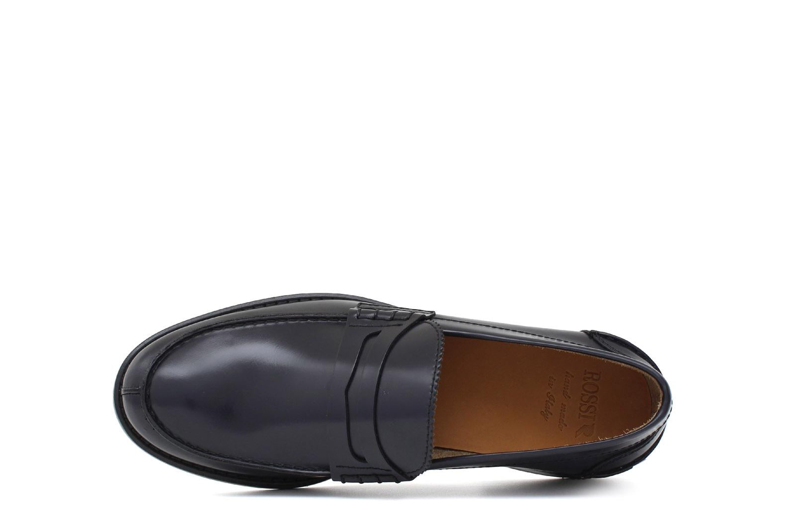 College stile inglese in vitello spazzolato blu con fondo cuoio cucito blake 5940CALBL 214 ROSSI