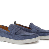 Mocassino in camoscio color jeans con fondo in gomma leggera 1470TZAF 127 ROSSI
