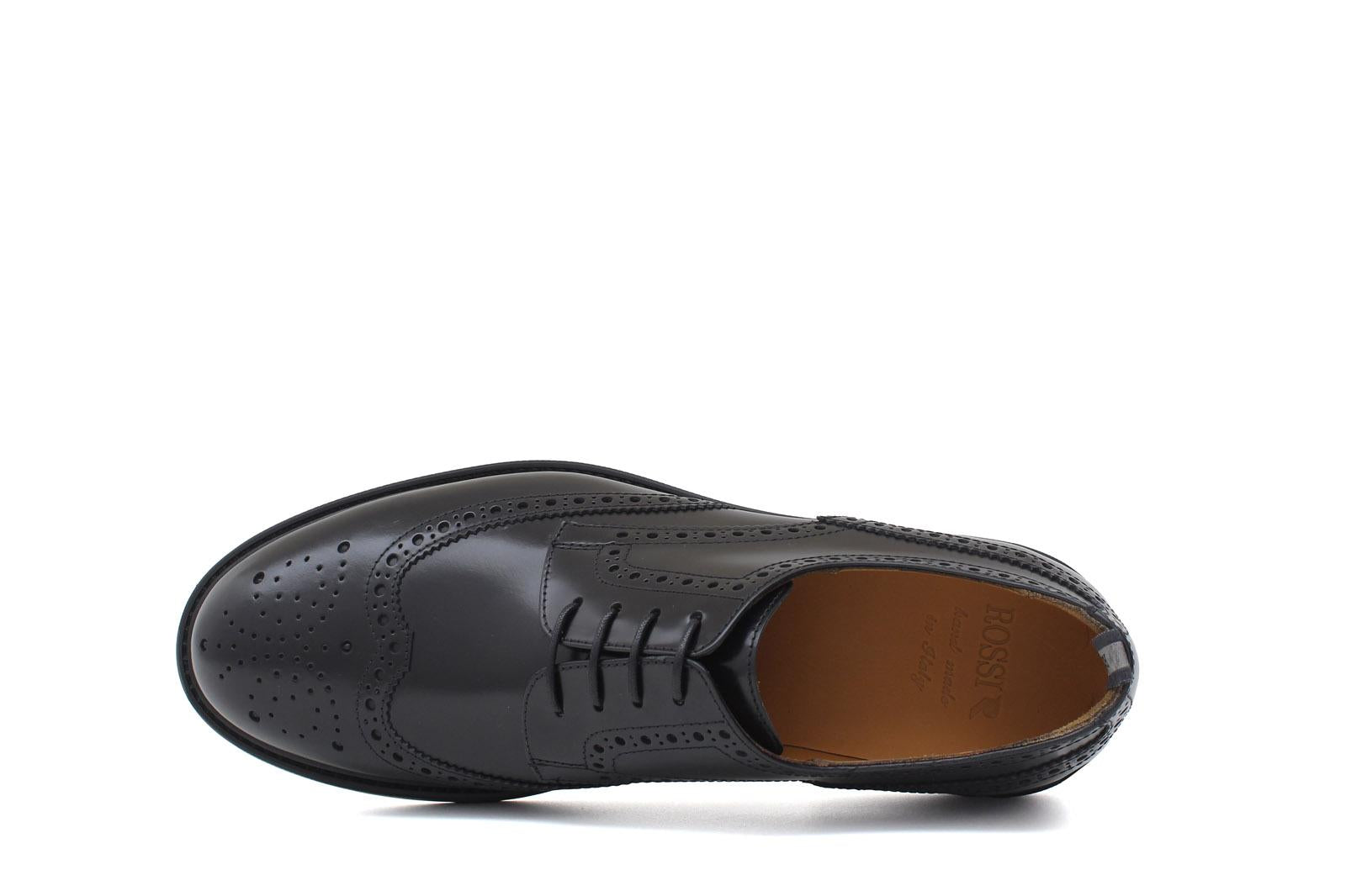 Derby stile inglese in vitello spazzolato nero con fondo in gomma 8103GRCALNE 156 ROSSI