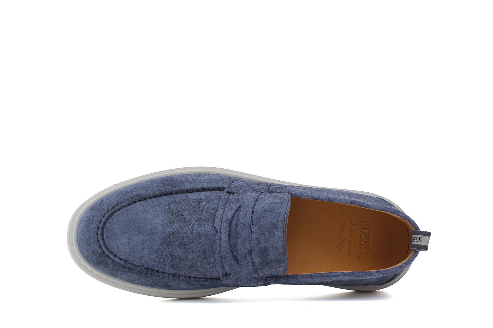 Mocassino in camoscio color jeans con fondo in gomma leggera 1470TZAF 127 ROSSI