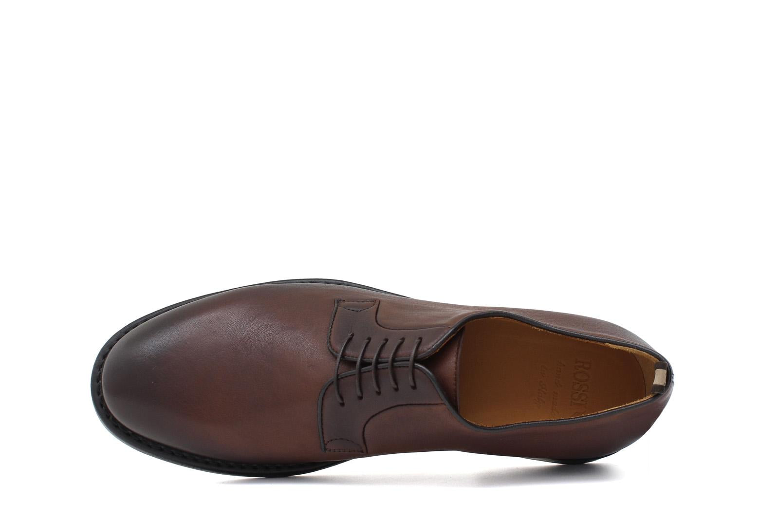 Derby in vitello naturale color marrone sfumato e fondo in gomma cucito blake 6403GDIXC 18 ROSSI