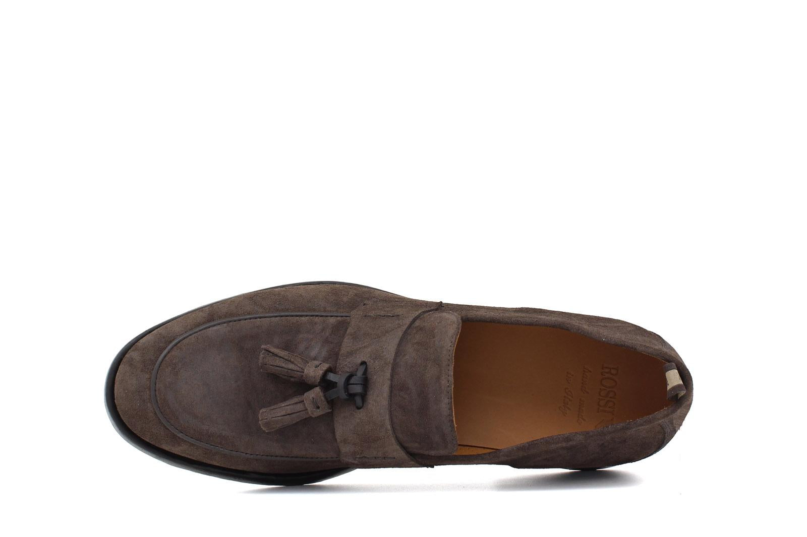 Mocassino in camoscio lavato testa di moro con fondo in cuoio antiscivolo lavato 1063VTES 118 UN ROSSI