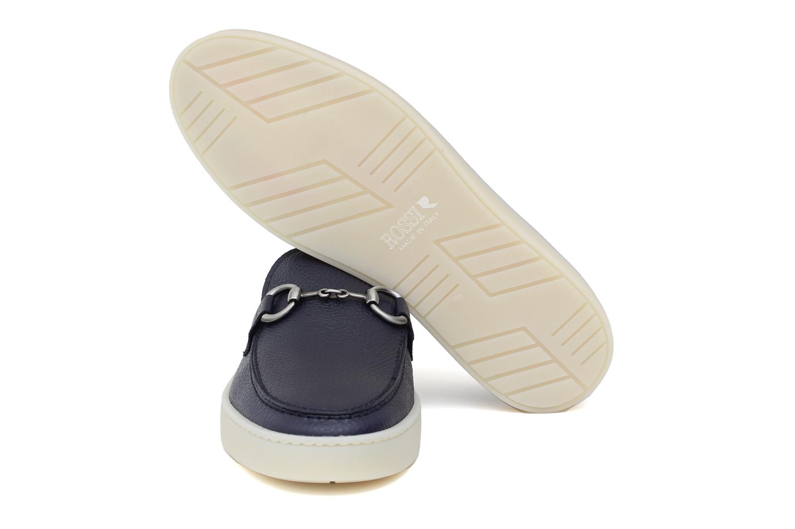 Slip-on con accessorio in vitello bottalato navy con fondo in gomma cucito 646VBNAV 1131 ROSSI