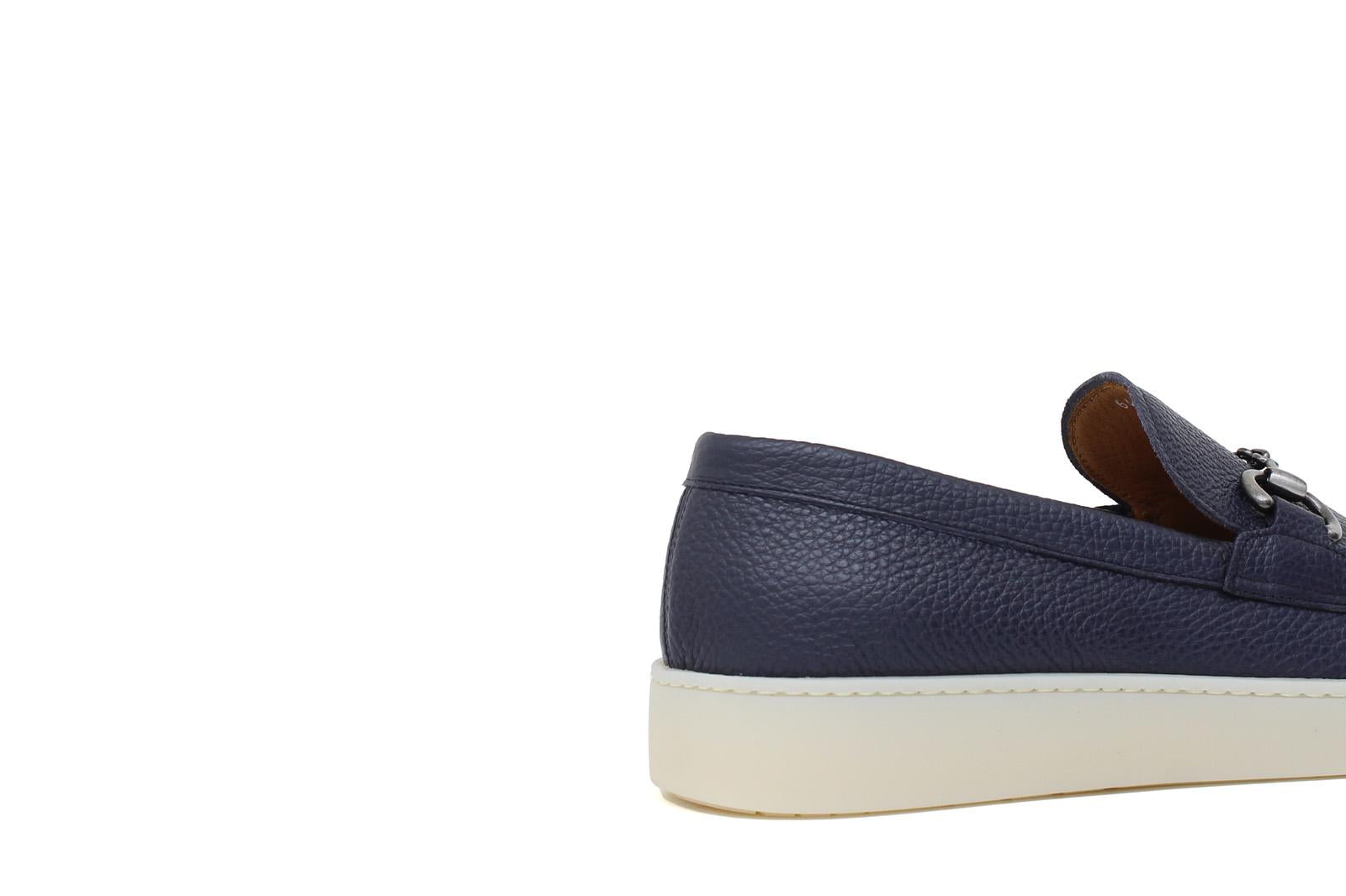 Slip-on con accessorio in vitello bottalato navy con fondo in gomma cucito 646VBNAV 1131 ROSSI