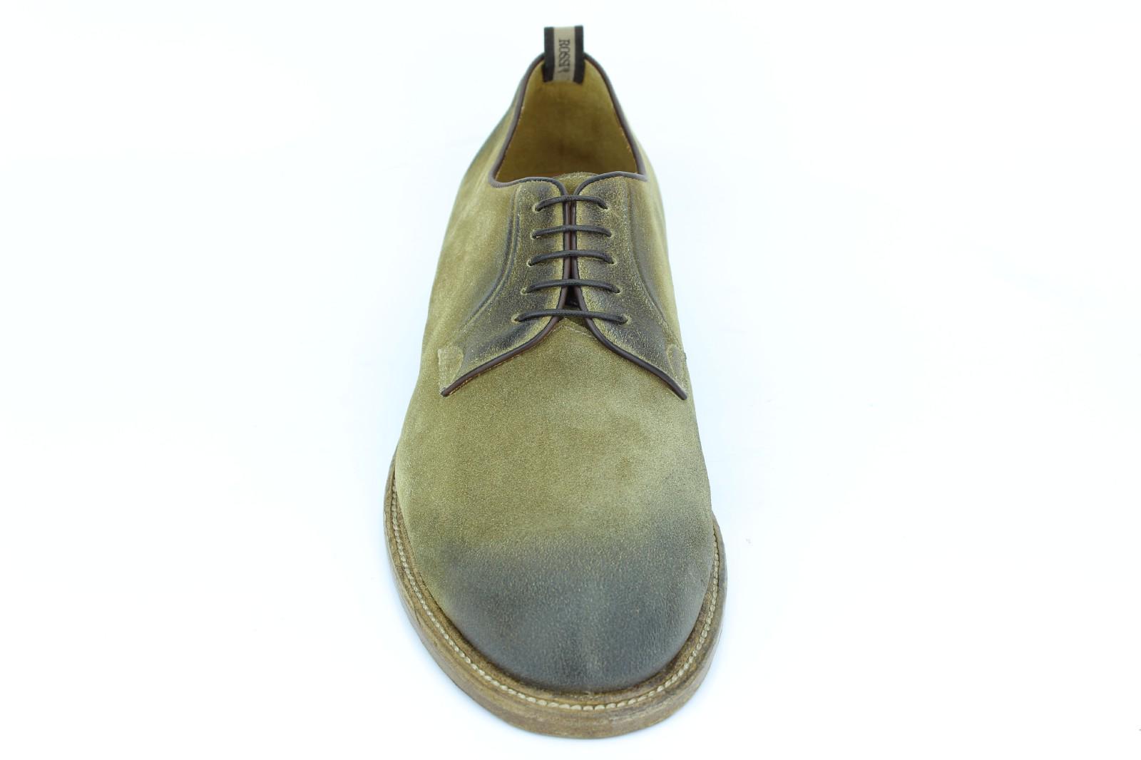 Derby in camoscio anticato color cuoio con fondo in cuoio antiscivolo cucito 8703SILAL 966 ROSSI