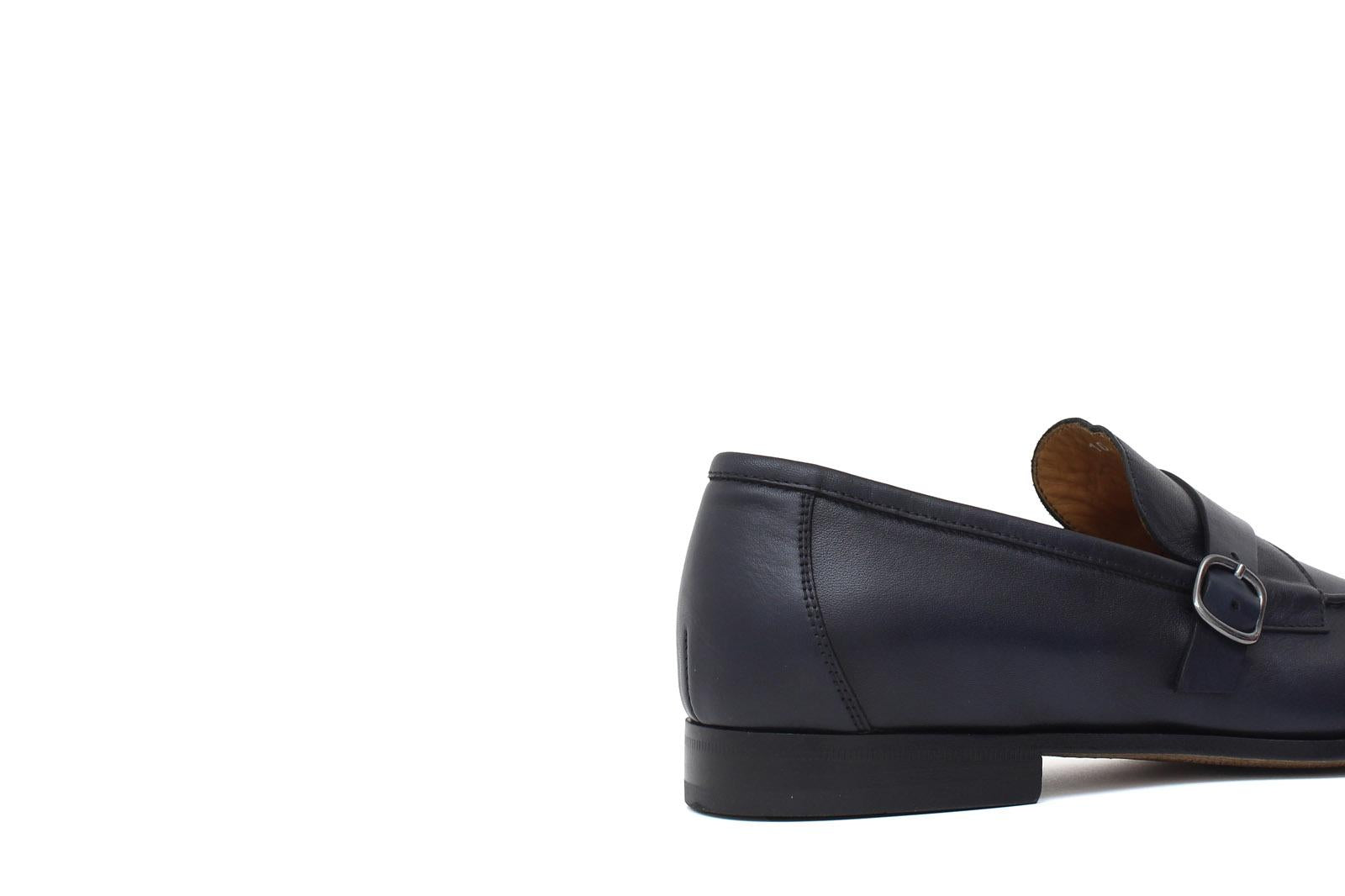 Mocassino lavorazione sacchetto in vitello naturale blu e fondo cuoio con inserto antiscivolo 1044DIXB 129 ROSSI