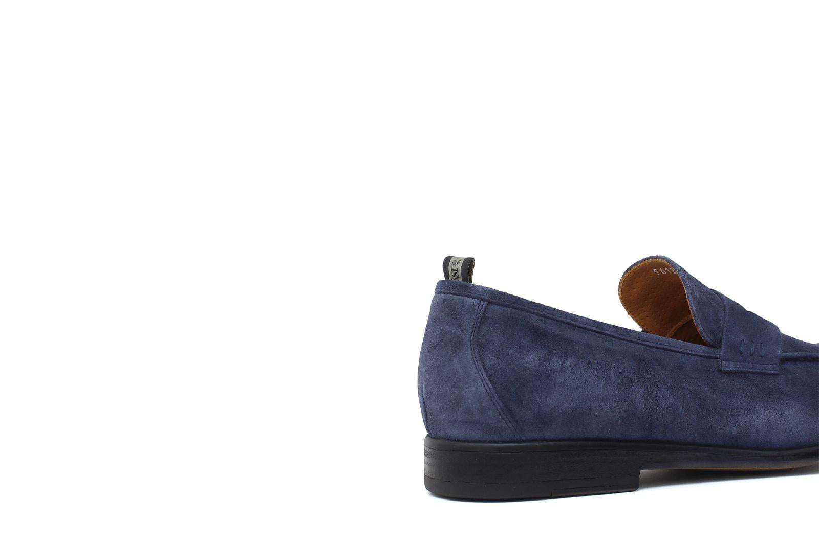 Mocassino in camoscio navy con fondo in gomma cucita 9612GTZAF 375 UN ROSSI