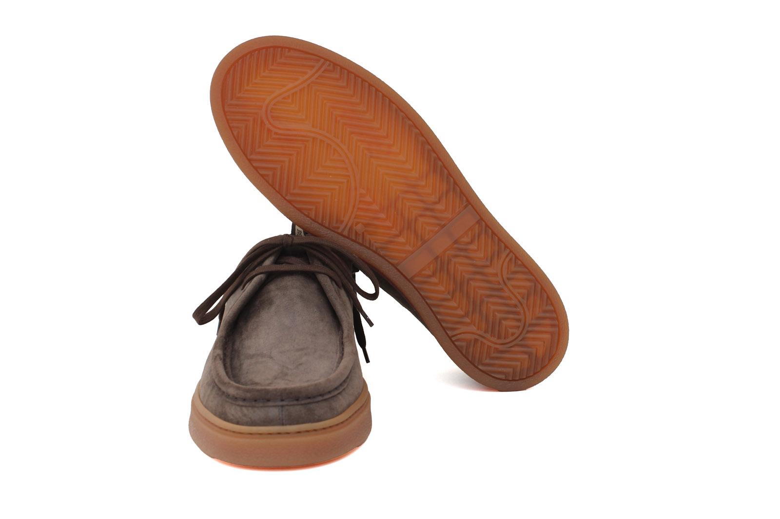 Sneaker modello ingegnere in camoscio lavato color testa di moro e fondo in gomma 1052TESP 1097 ROSSI
