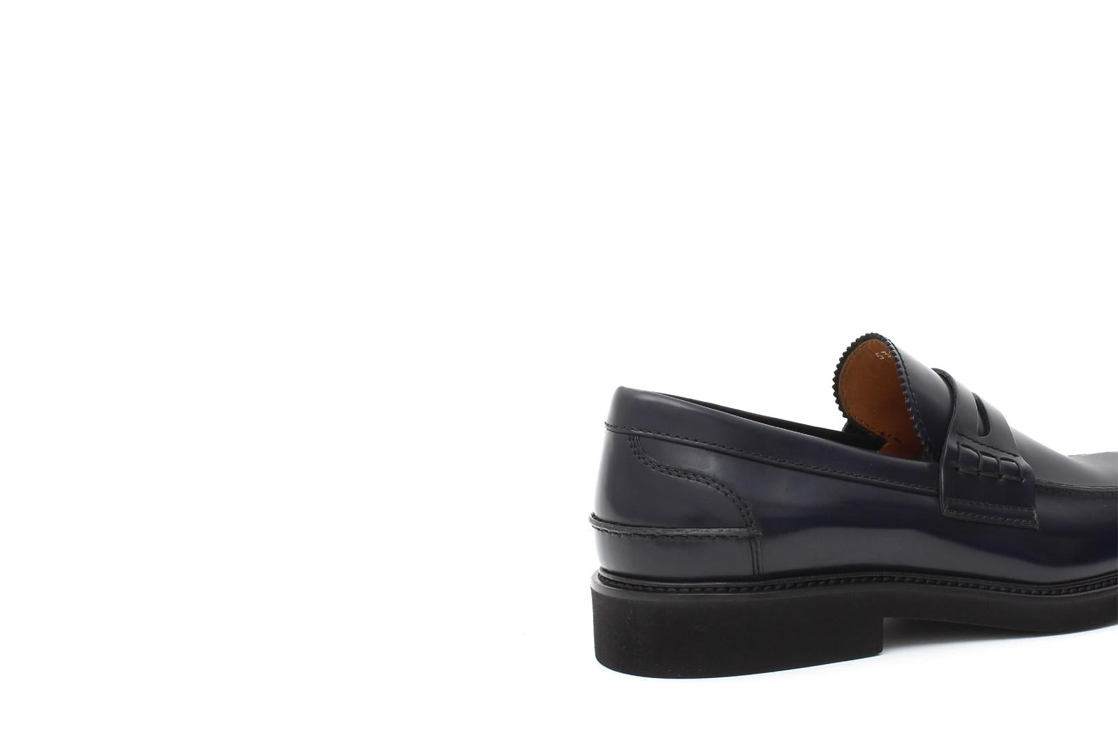 Mocassino College stile inglese in vitello spazzolato blu e fondo in gomma leggera 5316CALBLU 240 ROSSI