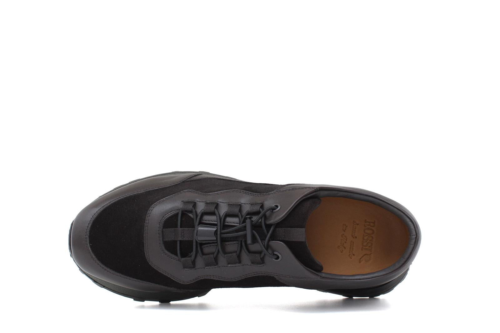 Sneakers in vitello e camoscio testa di moro e fondo gomma verde 1261PTM 74 ROSSI