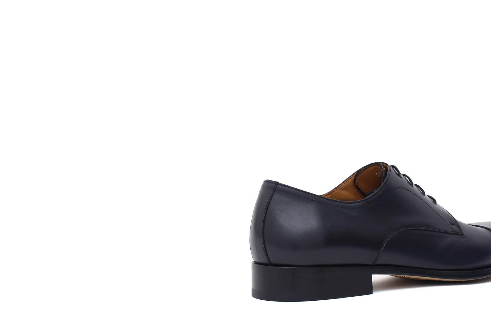 Derby con puntalino in vitellino morbido color blu con fondo cuoio antiscivolo cucito blake 212LBLU 166 ROSSI