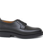 Derby donna in vitello spazzolato nero con fondo in gomma cucito D218CALNE 2 ROSSI