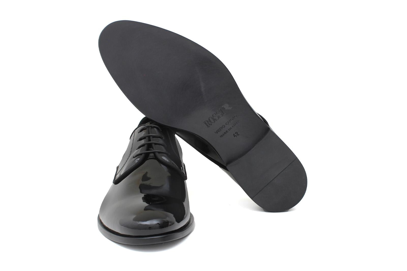 Derby in vernice nera con fondo in cuoio 7608VERNER 390 ROSSI