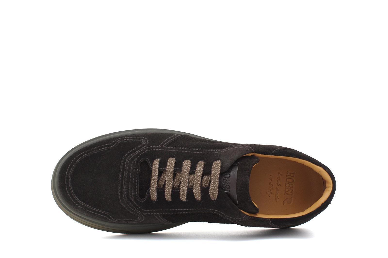 Sneakers in camosco ingrassato testa di moro e fondo in gomma leggera 1245CHSM 362 ROSSI