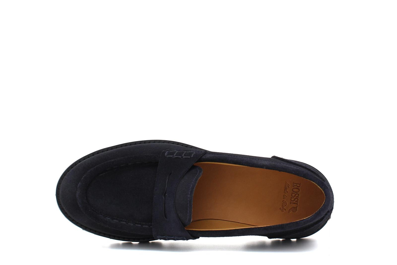 Mocassino donna stile ingegnere in suede blu e fondo in gomma leggera D212HSSBLU 7 ROSSI