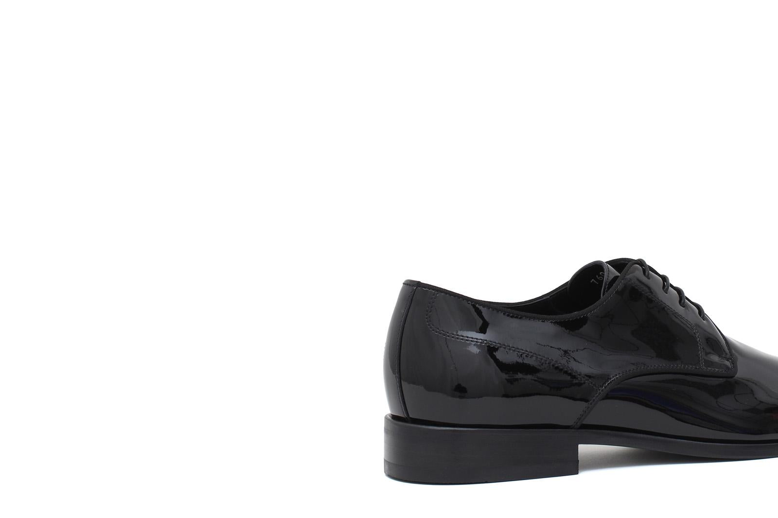 Derby in vernice nera con fondo in cuoio 7608VERNER 390 ROSSI