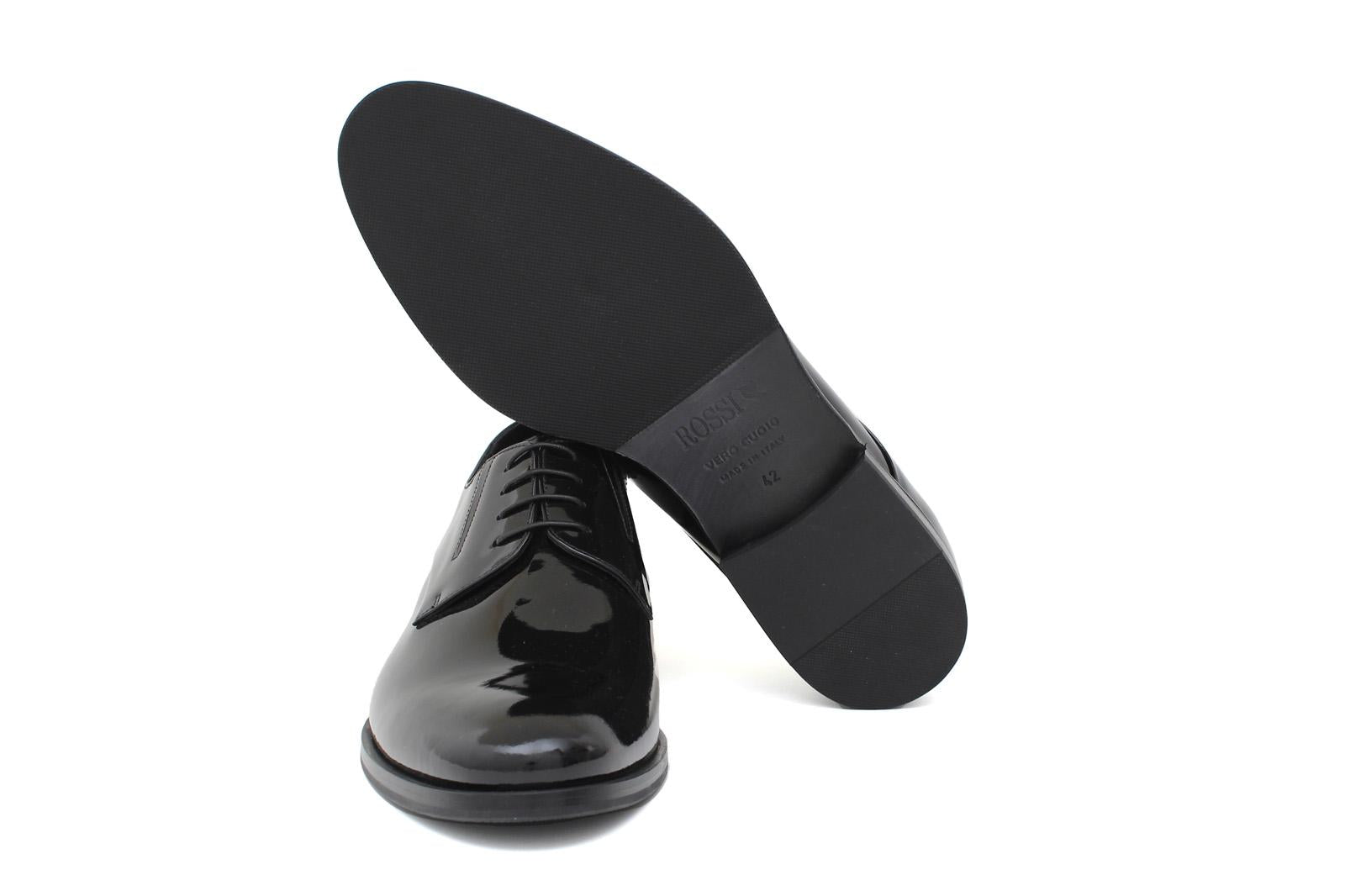 Derby con elastici in vernice nera con fondo cuoio antiscivolo 7768VNERO 99 ROSSI