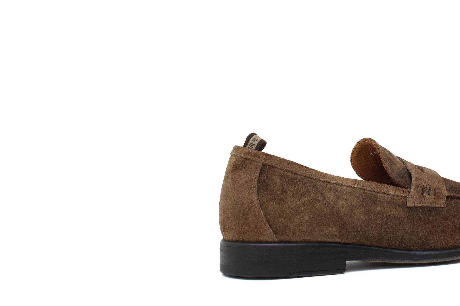 Mocassino in camoscio marrone con fondo in gomma cucita 9612GTF 371 ROSSI
