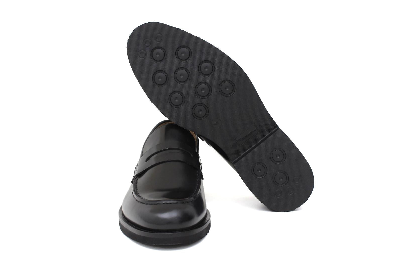Mocassino sfoderato in vitello spazzolato nero con fondo in gomma leggera 6651GCHENER 122 ROSSI