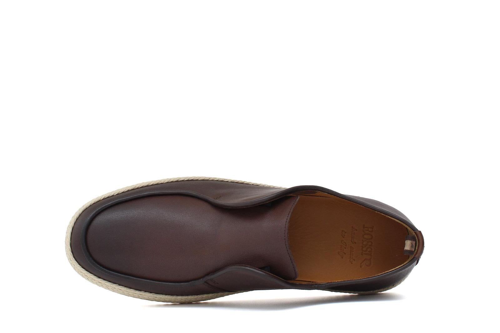 Slip on in vitello naturale marrone sfumato con fondo in gomma intrecciato 1093DCAS 625 ROSSI