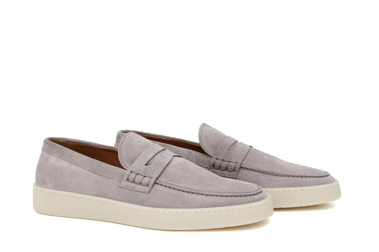 Slip on in camoscio color roccia con fondo in gomma cucita 645FLOT 70 UN ROSSI