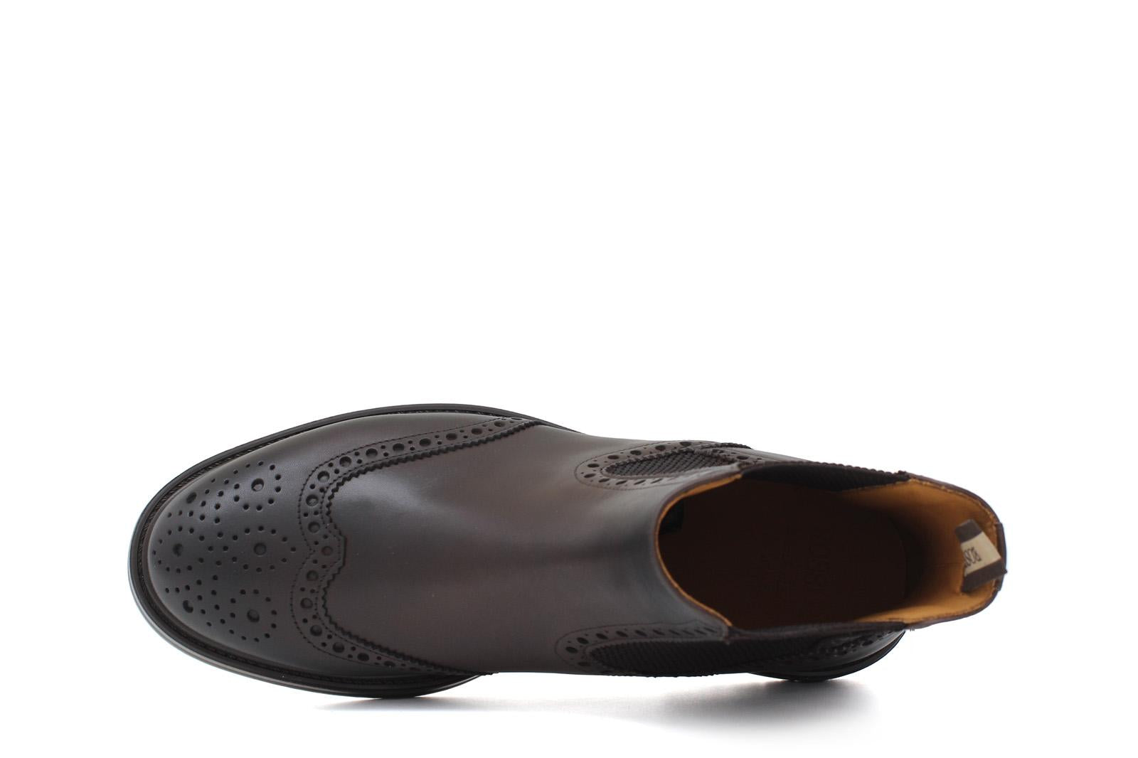 Stivaletto con elastico stile inglese in vitello anticato testa di moro e fondo in gomma 166PGBTM 517 ROSSI