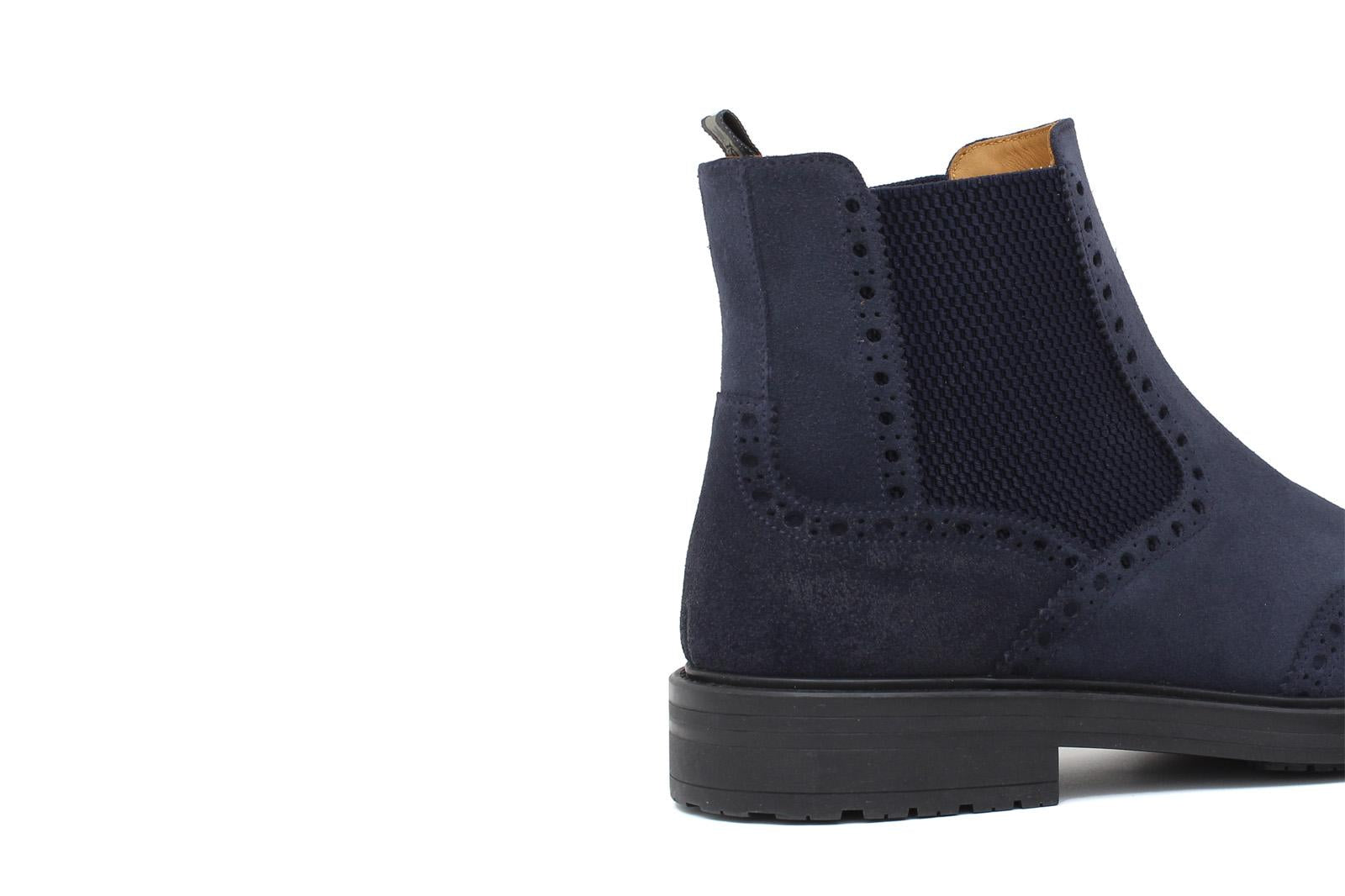 Beatles stile inglese in camoscio anticato color navy con fondo in gomma 166PCN 385 ROSSI