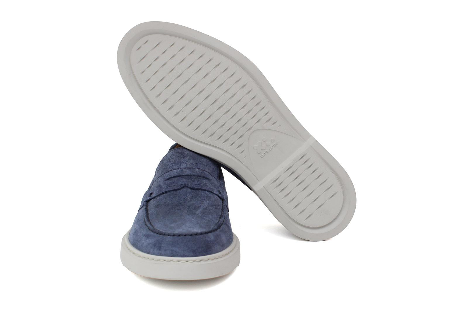 Mocassino in camoscio color jeans con fondo in gomma leggera 1470TZAF 127 ROSSI