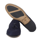 Mocassino a sacchetto intero in camoscio blu e fondo in cuoio antiscivolo cucito blake 266FBLU 1107 ROSSI