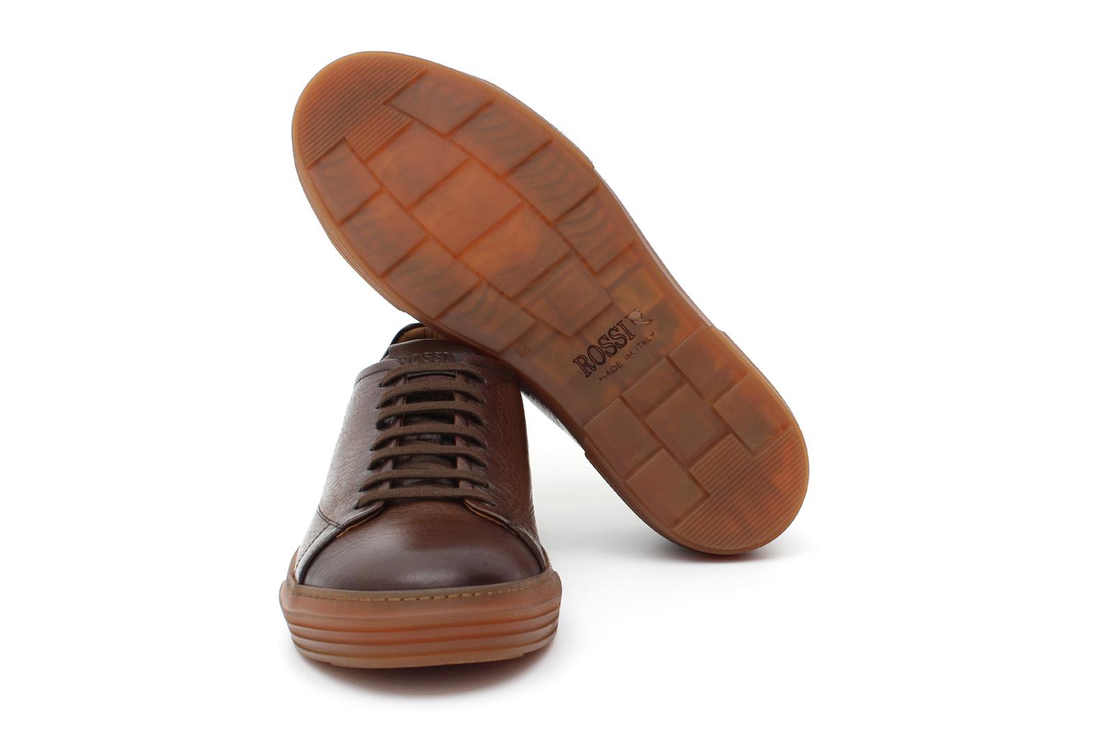 Sneakers in cervo vegetale anticato marrone con fondo in gomma 109CVMAR 1066 ROSSI