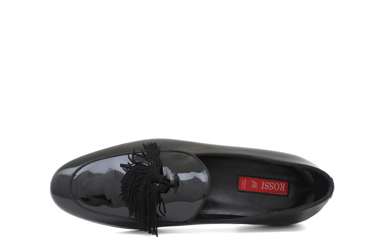Pantofola con mappine in vernice nero con fondo iin cuoio 6604VNER 412 ROSSI